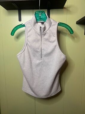 SHEIN Light Gray Ribbed Half-Zip Sleeveless Tank